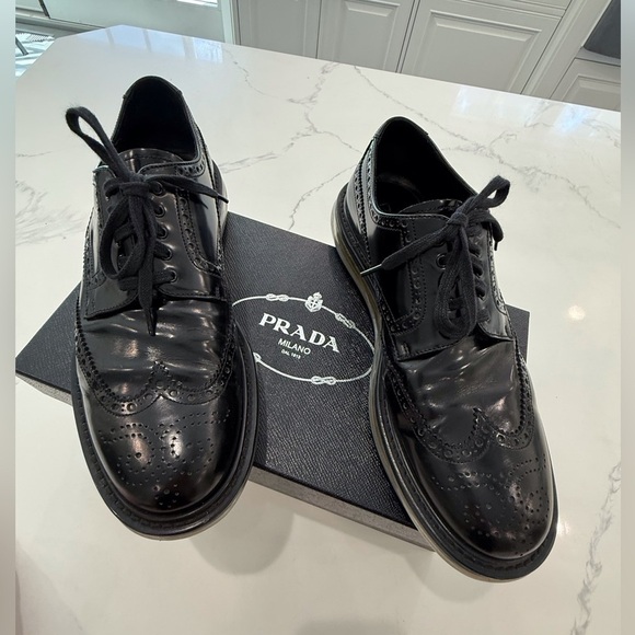 Prada Levitate Brogues Wing tip black air soled Spalato sneakers shoes size 9 - Picture 1 of 12